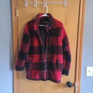 Maurices Red and Black Plaid Jacket